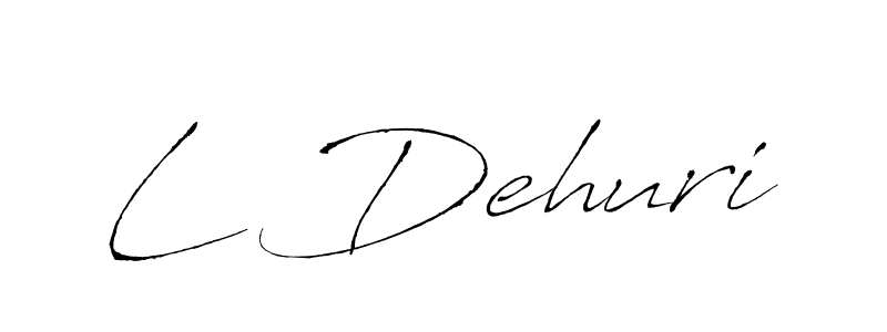 How to make L Dehuri name signature. Use Antro_Vectra style for creating short signs online. This is the latest handwritten sign. L Dehuri signature style 6 images and pictures png