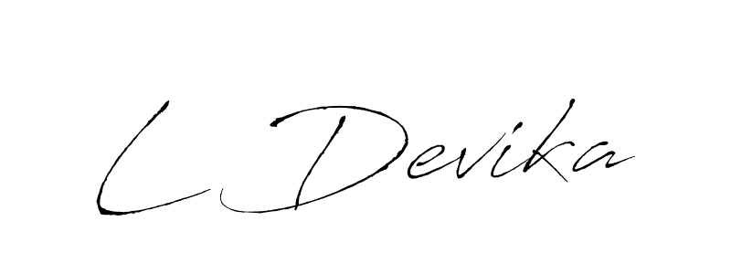 The best way (Antro_Vectra) to make a short signature is to pick only two or three words in your name. The name L Devika include a total of six letters. For converting this name. L Devika signature style 6 images and pictures png