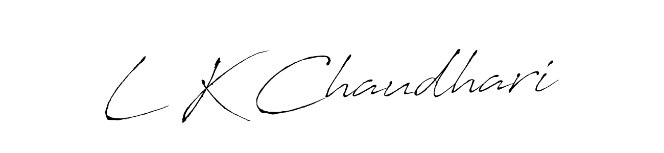 Design your own signature with our free online signature maker. With this signature software, you can create a handwritten (Antro_Vectra) signature for name L K Chaudhari. L K Chaudhari signature style 6 images and pictures png
