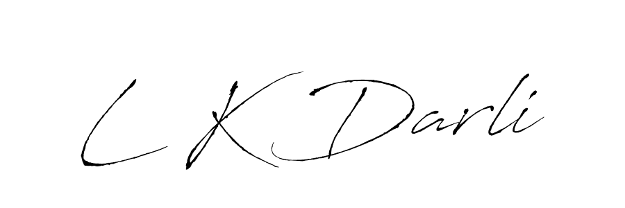 The best way (Antro_Vectra) to make a short signature is to pick only two or three words in your name. The name L K Darli include a total of six letters. For converting this name. L K Darli signature style 6 images and pictures png