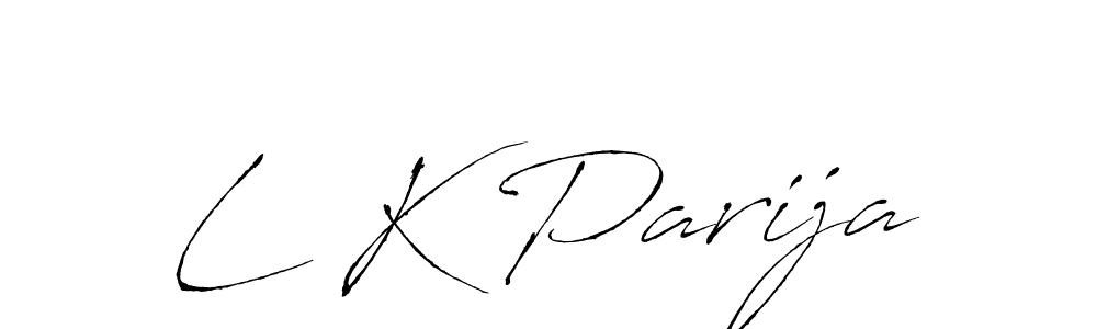 This is the best signature style for the L K Parija name. Also you like these signature font (Antro_Vectra). Mix name signature. L K Parija signature style 6 images and pictures png