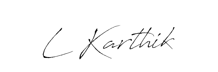Design your own signature with our free online signature maker. With this signature software, you can create a handwritten (Antro_Vectra) signature for name L Karthik. L Karthik signature style 6 images and pictures png