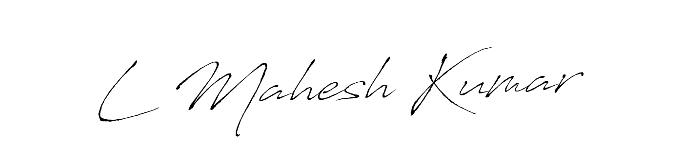 The best way (Antro_Vectra) to make a short signature is to pick only two or three words in your name. The name L Mahesh Kumar include a total of six letters. For converting this name. L Mahesh Kumar signature style 6 images and pictures png