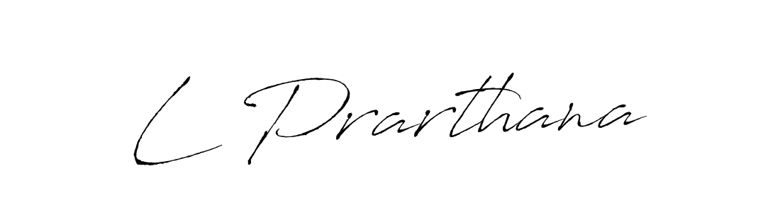 Create a beautiful signature design for name L Prarthana. With this signature (Antro_Vectra) fonts, you can make a handwritten signature for free. L Prarthana signature style 6 images and pictures png