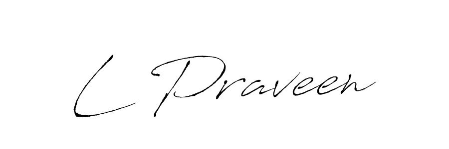 How to make L Praveen name signature. Use Antro_Vectra style for creating short signs online. This is the latest handwritten sign. L Praveen signature style 6 images and pictures png