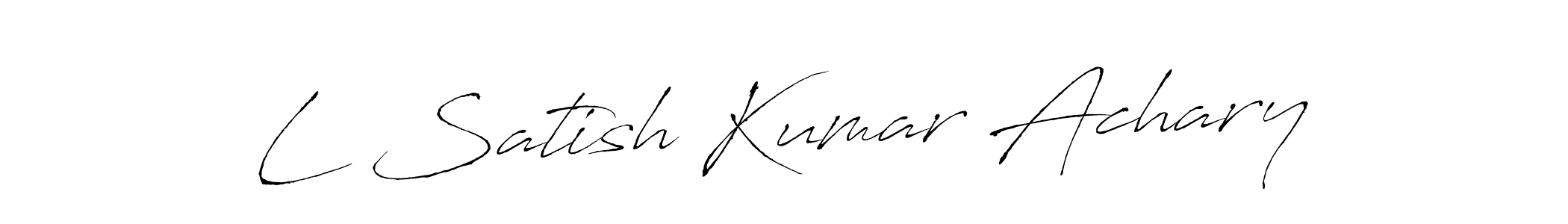 The best way (Antro_Vectra) to make a short signature is to pick only two or three words in your name. The name L Satish Kumar Achary include a total of six letters. For converting this name. L Satish Kumar Achary signature style 6 images and pictures png