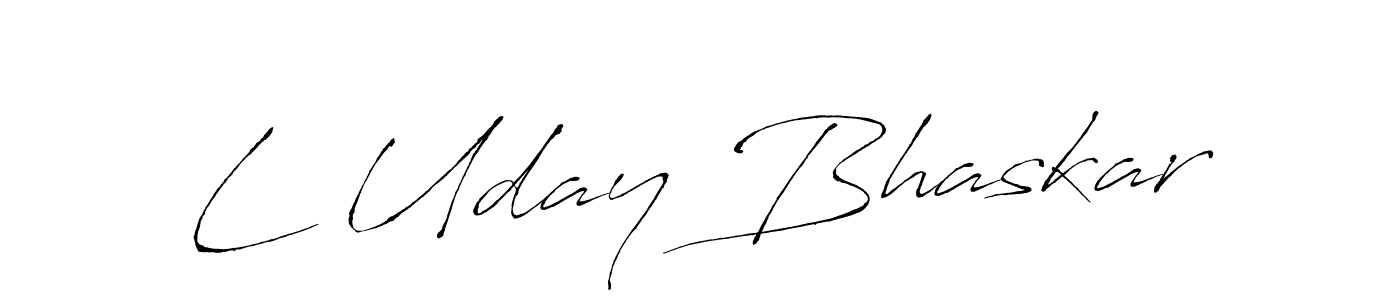 How to make L Uday Bhaskar name signature. Use Antro_Vectra style for creating short signs online. This is the latest handwritten sign. L Uday Bhaskar signature style 6 images and pictures png