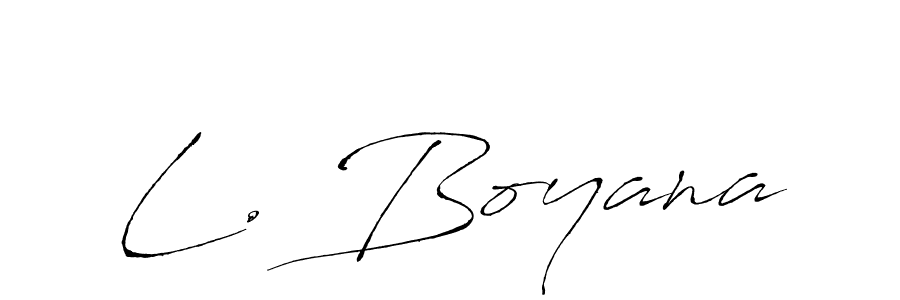 How to make L. Boyana name signature. Use Antro_Vectra style for creating short signs online. This is the latest handwritten sign. L. Boyana signature style 6 images and pictures png