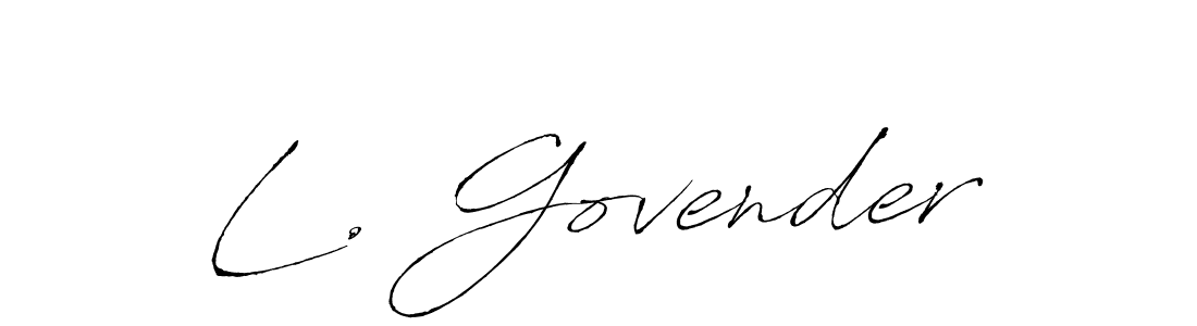 How to make L. Govender name signature. Use Antro_Vectra style for creating short signs online. This is the latest handwritten sign. L. Govender signature style 6 images and pictures png