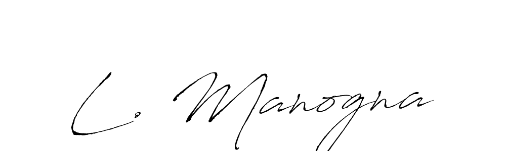 Create a beautiful signature design for name L. Manogna. With this signature (Antro_Vectra) fonts, you can make a handwritten signature for free. L. Manogna signature style 6 images and pictures png