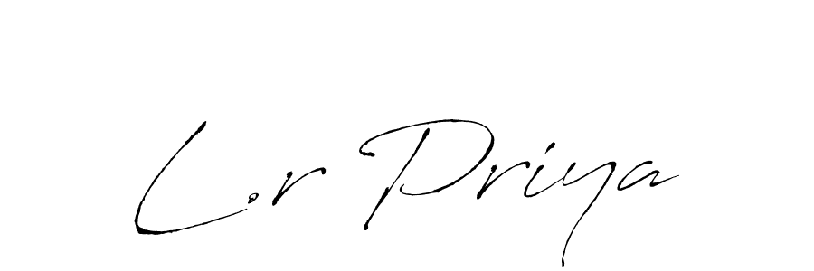 How to make L.r Priya name signature. Use Antro_Vectra style for creating short signs online. This is the latest handwritten sign. L.r Priya signature style 6 images and pictures png