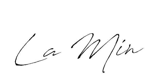 Antro_Vectra is a professional signature style that is perfect for those who want to add a touch of class to their signature. It is also a great choice for those who want to make their signature more unique. Get La Min name to fancy signature for free. La Min signature style 6 images and pictures png
