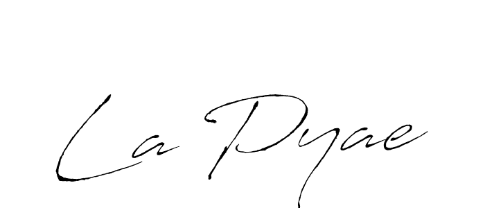 The best way (Antro_Vectra) to make a short signature is to pick only two or three words in your name. The name La Pyae include a total of six letters. For converting this name. La Pyae signature style 6 images and pictures png