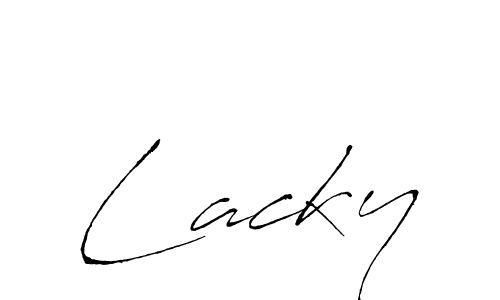 Create a beautiful signature design for name Lacky. With this signature (Antro_Vectra) fonts, you can make a handwritten signature for free. Lacky signature style 6 images and pictures png