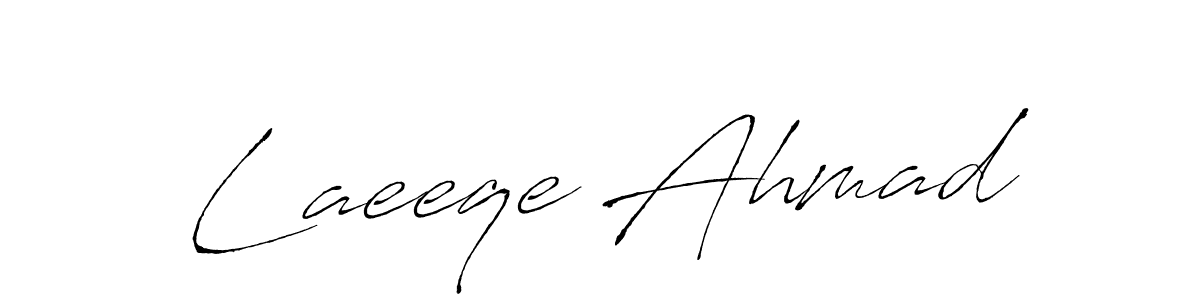 Antro_Vectra is a professional signature style that is perfect for those who want to add a touch of class to their signature. It is also a great choice for those who want to make their signature more unique. Get Laeeqe Ahmad name to fancy signature for free. Laeeqe Ahmad signature style 6 images and pictures png