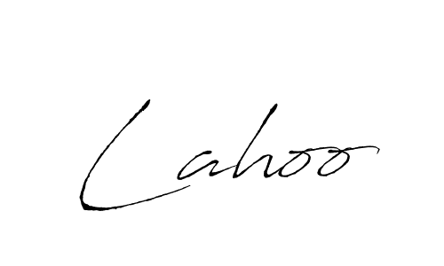 Use a signature maker to create a handwritten signature online. With this signature software, you can design (Antro_Vectra) your own signature for name Lahoo. Lahoo signature style 6 images and pictures png
