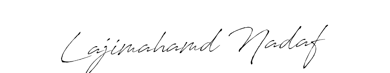 How to make Lajimahamd Nadaf name signature. Use Antro_Vectra style for creating short signs online. This is the latest handwritten sign. Lajimahamd Nadaf signature style 6 images and pictures png