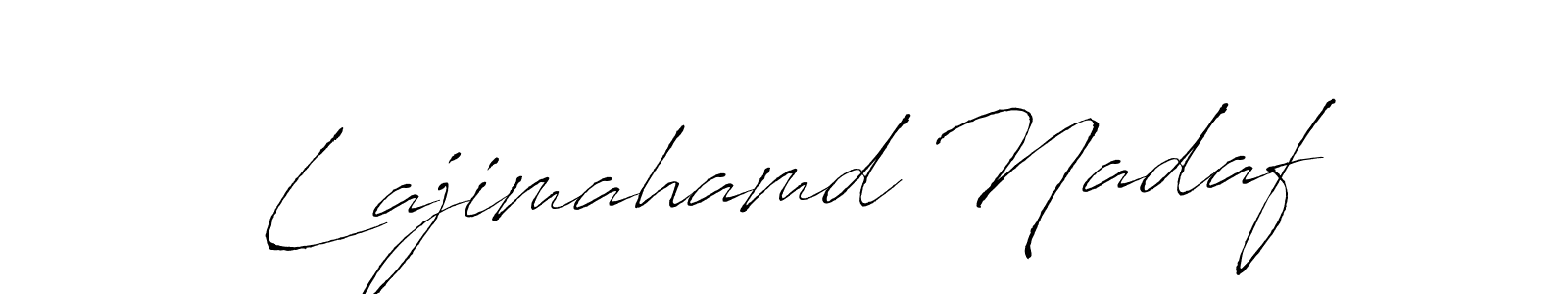 How to make Lajimahamd Nadaf name signature. Use Antro_Vectra style for creating short signs online. This is the latest handwritten sign. Lajimahamd Nadaf signature style 6 images and pictures png