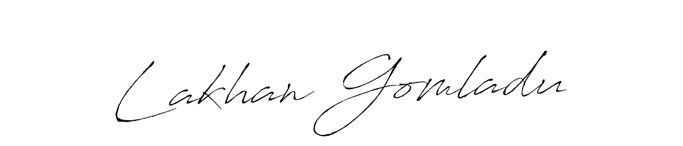 How to make Lakhan Gomladu name signature. Use Antro_Vectra style for creating short signs online. This is the latest handwritten sign. Lakhan Gomladu signature style 6 images and pictures png