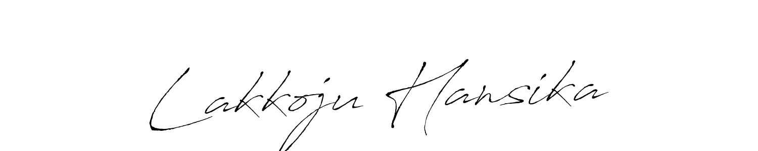 Design your own signature with our free online signature maker. With this signature software, you can create a handwritten (Antro_Vectra) signature for name Lakkoju Hansika. Lakkoju Hansika signature style 6 images and pictures png