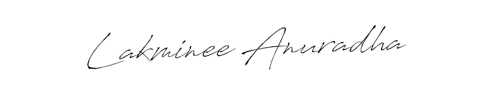 How to make Lakminee Anuradha name signature. Use Antro_Vectra style for creating short signs online. This is the latest handwritten sign. Lakminee Anuradha signature style 6 images and pictures png