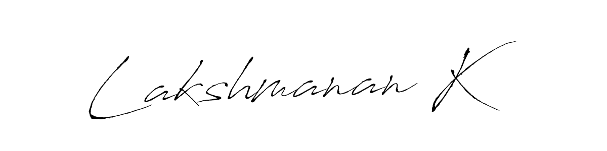 Make a beautiful signature design for name Lakshmanan K. With this signature (Antro_Vectra) style, you can create a handwritten signature for free. Lakshmanan K signature style 6 images and pictures png