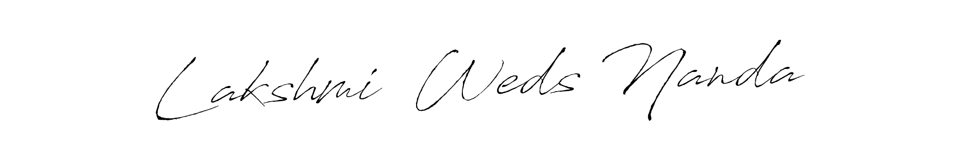 Also You can easily find your signature by using the search form. We will create Lakshmi  Weds Nanda name handwritten signature images for you free of cost using Antro_Vectra sign style. Lakshmi  Weds Nanda signature style 6 images and pictures png