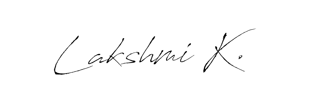 You should practise on your own different ways (Antro_Vectra) to write your name (Lakshmi K.) in signature. don't let someone else do it for you. Lakshmi K. signature style 6 images and pictures png