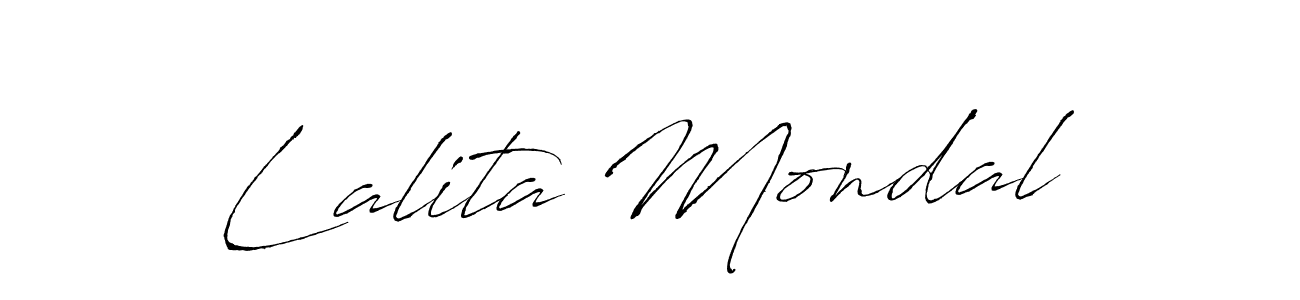 How to make Lalita Mondal name signature. Use Antro_Vectra style for creating short signs online. This is the latest handwritten sign. Lalita Mondal signature style 6 images and pictures png