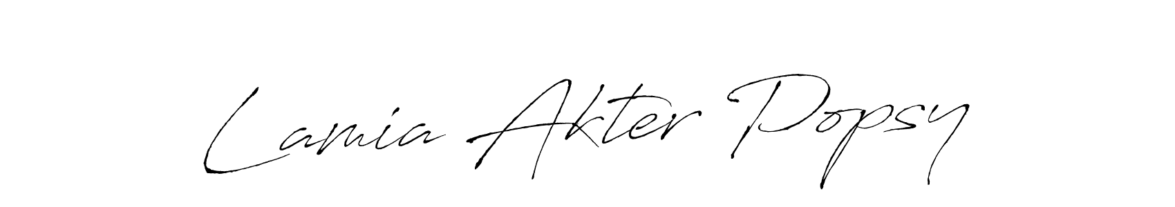 Create a beautiful signature design for name Lamia Akter Popsy. With this signature (Antro_Vectra) fonts, you can make a handwritten signature for free. Lamia Akter Popsy signature style 6 images and pictures png