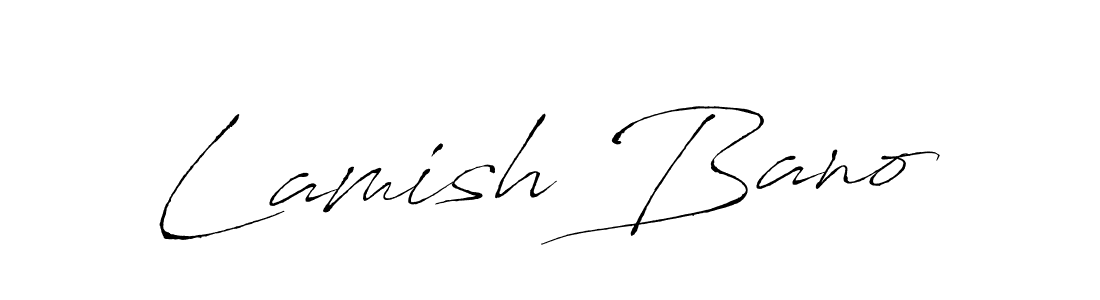 Antro_Vectra is a professional signature style that is perfect for those who want to add a touch of class to their signature. It is also a great choice for those who want to make their signature more unique. Get Lamish Bano name to fancy signature for free. Lamish Bano signature style 6 images and pictures png