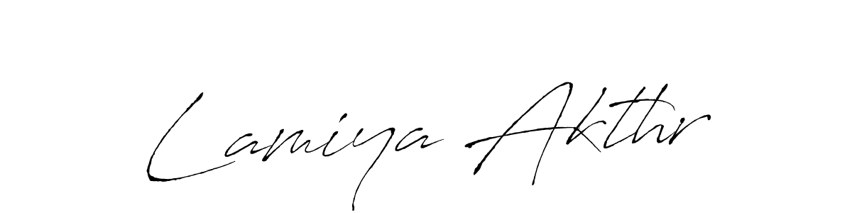 How to make Lamiya Akthr name signature. Use Antro_Vectra style for creating short signs online. This is the latest handwritten sign. Lamiya Akthr signature style 6 images and pictures png