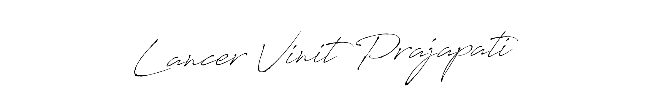 Create a beautiful signature design for name Lancer Vinit Prajapati. With this signature (Antro_Vectra) fonts, you can make a handwritten signature for free. Lancer Vinit Prajapati signature style 6 images and pictures png