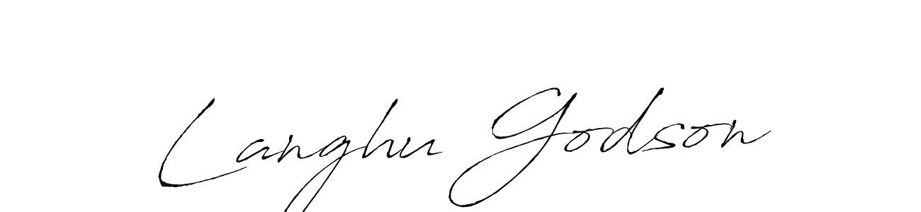 You should practise on your own different ways (Antro_Vectra) to write your name (Langhu Godson) in signature. don't let someone else do it for you. Langhu Godson signature style 6 images and pictures png