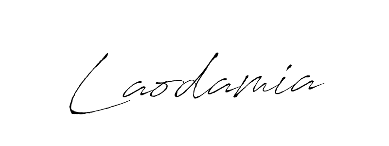 Create a beautiful signature design for name Laodamia. With this signature (Antro_Vectra) fonts, you can make a handwritten signature for free. Laodamia signature style 6 images and pictures png