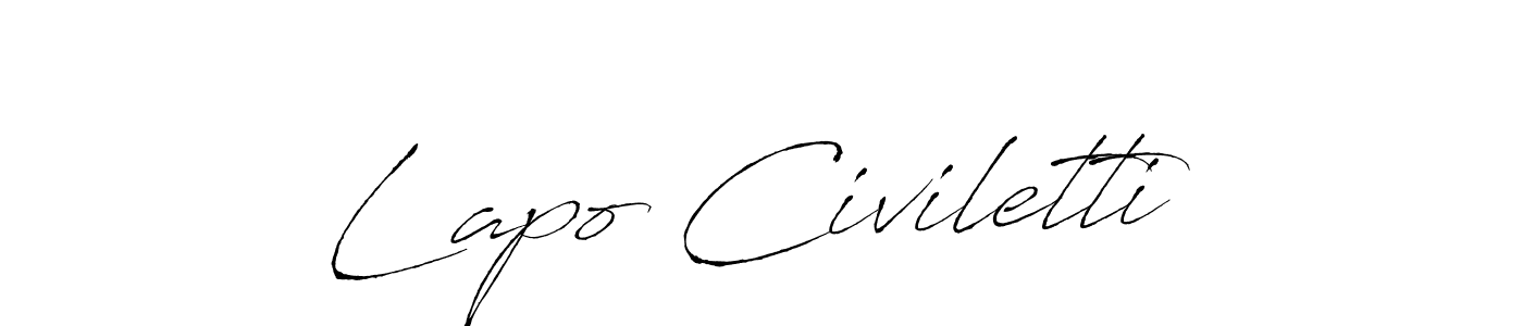 The best way (Antro_Vectra) to make a short signature is to pick only two or three words in your name. The name Lapo Civiletti include a total of six letters. For converting this name. Lapo Civiletti signature style 6 images and pictures png