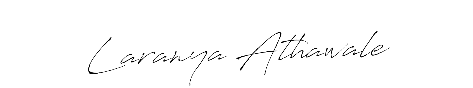 How to make Laranya Athawale name signature. Use Antro_Vectra style for creating short signs online. This is the latest handwritten sign. Laranya Athawale signature style 6 images and pictures png