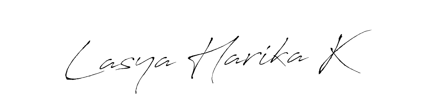 Make a beautiful signature design for name Lasya Harika K. With this signature (Antro_Vectra) style, you can create a handwritten signature for free. Lasya Harika K signature style 6 images and pictures png