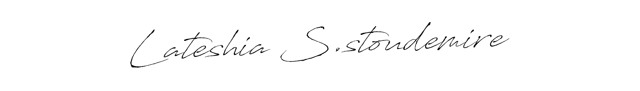 You should practise on your own different ways (Antro_Vectra) to write your name (Lateshia S.stoudemire) in signature. don't let someone else do it for you. Lateshia S.stoudemire signature style 6 images and pictures png