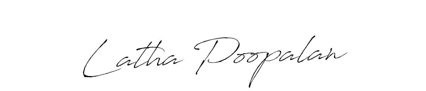 The best way (Antro_Vectra) to make a short signature is to pick only two or three words in your name. The name Latha Poopalan include a total of six letters. For converting this name. Latha Poopalan signature style 6 images and pictures png