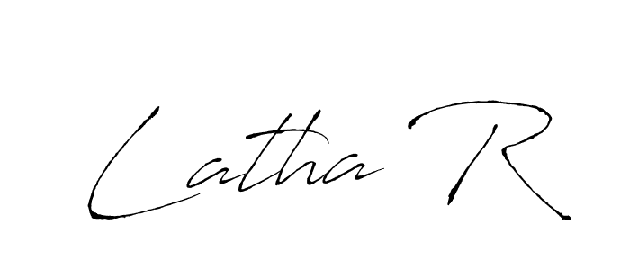 The best way (Antro_Vectra) to make a short signature is to pick only two or three words in your name. The name Latha R include a total of six letters. For converting this name. Latha R signature style 6 images and pictures png