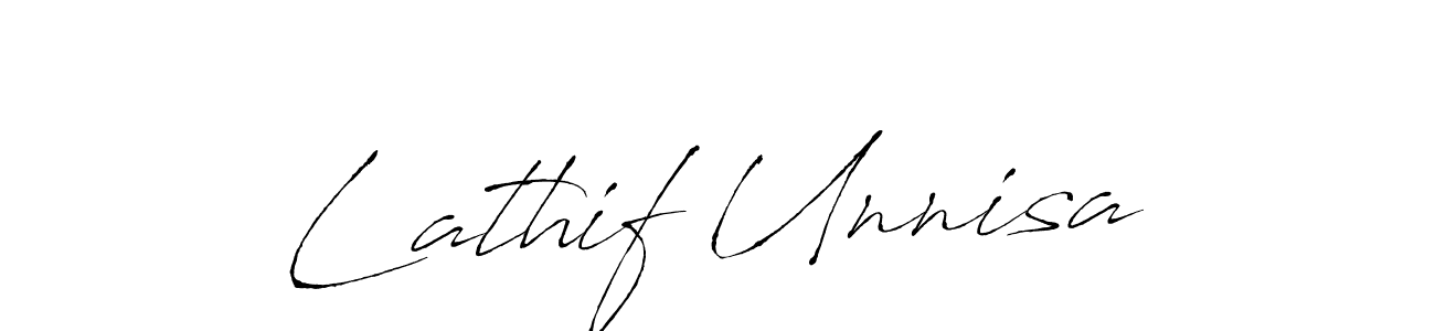 Make a beautiful signature design for name Lathif Unnisa. With this signature (Antro_Vectra) style, you can create a handwritten signature for free. Lathif Unnisa signature style 6 images and pictures png