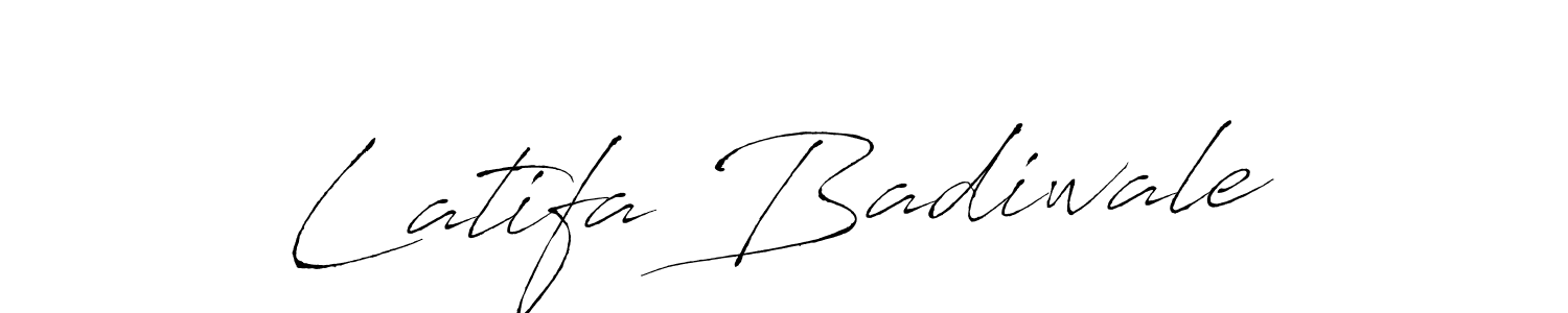 Make a beautiful signature design for name Latifa Badiwale. With this signature (Antro_Vectra) style, you can create a handwritten signature for free. Latifa Badiwale signature style 6 images and pictures png