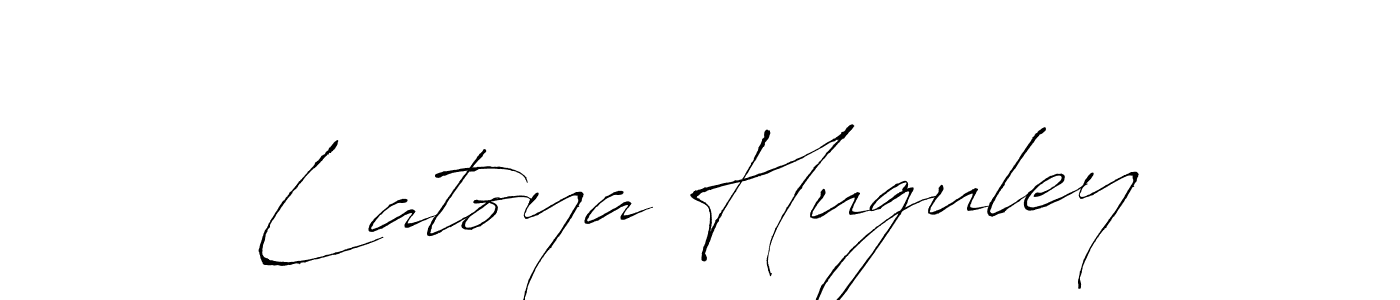 How to make Latoya Huguley name signature. Use Antro_Vectra style for creating short signs online. This is the latest handwritten sign. Latoya Huguley signature style 6 images and pictures png
