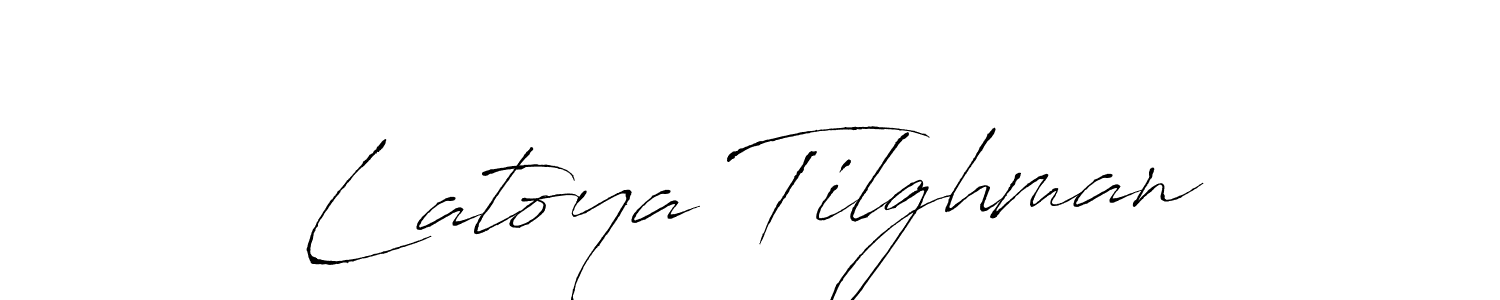 How to make Latoya Tilghman name signature. Use Antro_Vectra style for creating short signs online. This is the latest handwritten sign. Latoya Tilghman signature style 6 images and pictures png