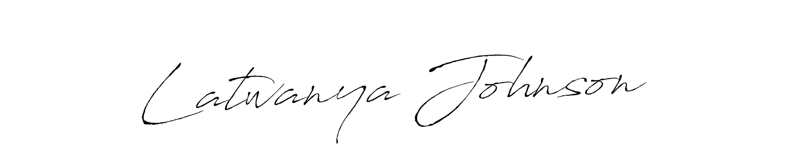 How to make Latwanya Johnson name signature. Use Antro_Vectra style for creating short signs online. This is the latest handwritten sign. Latwanya Johnson signature style 6 images and pictures png