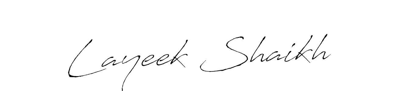 if you are searching for the best signature style for your name Layeek Shaikh. so please give up your signature search. here we have designed multiple signature styles  using Antro_Vectra. Layeek Shaikh signature style 6 images and pictures png