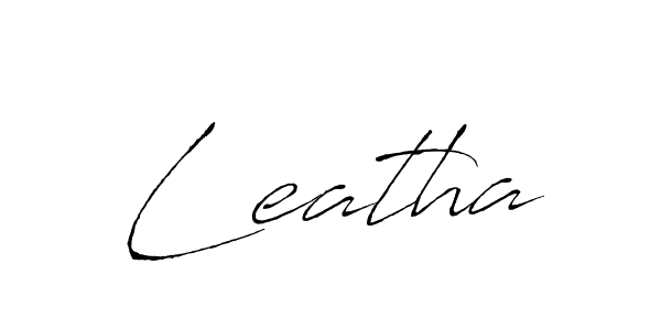 Make a beautiful signature design for name Leatha. With this signature (Antro_Vectra) style, you can create a handwritten signature for free. Leatha signature style 6 images and pictures png