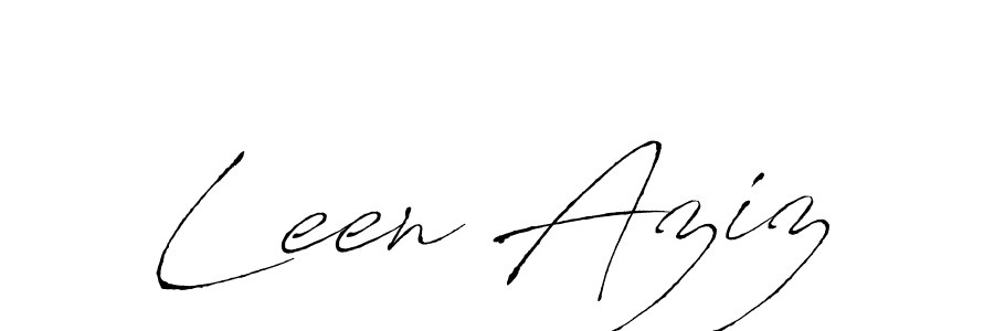 How to make Leen Aziz name signature. Use Antro_Vectra style for creating short signs online. This is the latest handwritten sign. Leen Aziz signature style 6 images and pictures png