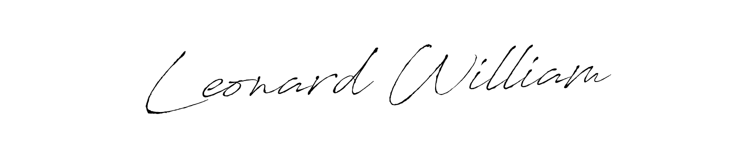 Use a signature maker to create a handwritten signature online. With this signature software, you can design (Antro_Vectra) your own signature for name Leonard William. Leonard William signature style 6 images and pictures png